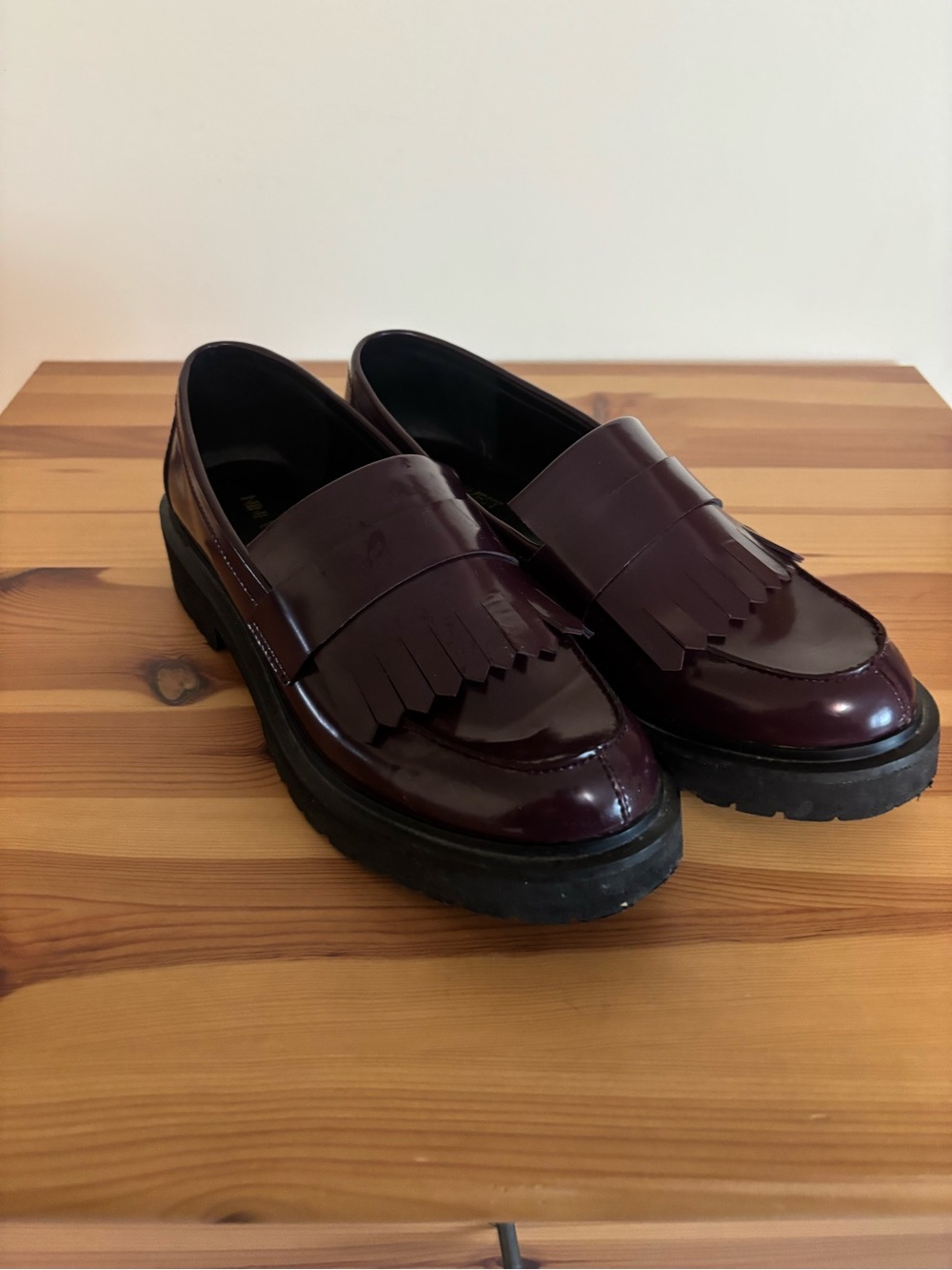 Nine West burgundy chunky loafers